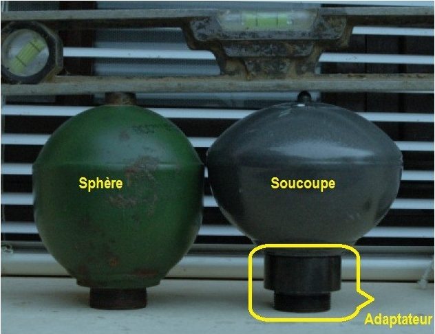 Une sphère, une soucoupe et un adaptateur